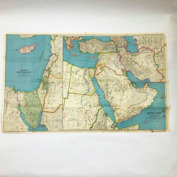 Vintage National Geographic Map Of The Middle East Sept 1978 - Picture 2 of 6
